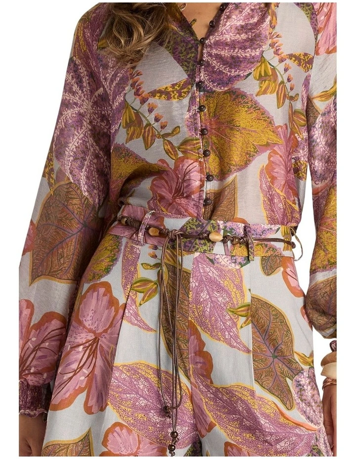 Daria Belted Shorts in Leaf Print image 5