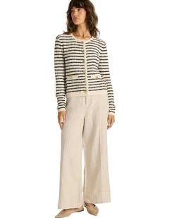 Elle Stripe Knit Cardigan in Navy/Cream
