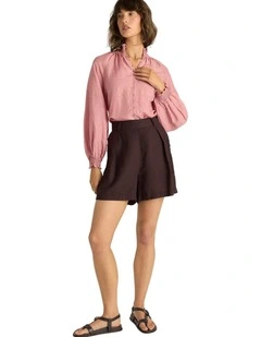 Bronte Embroidered Short in Chocolate