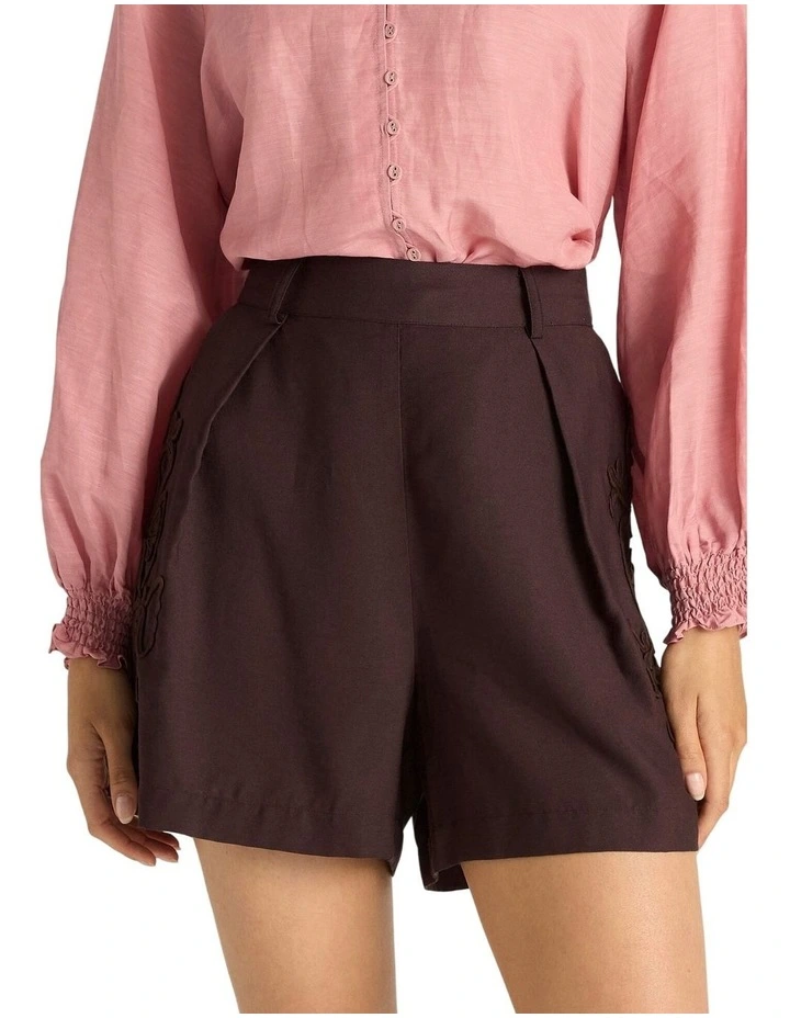 Bronte Embroidered Short in Chocolate image 4