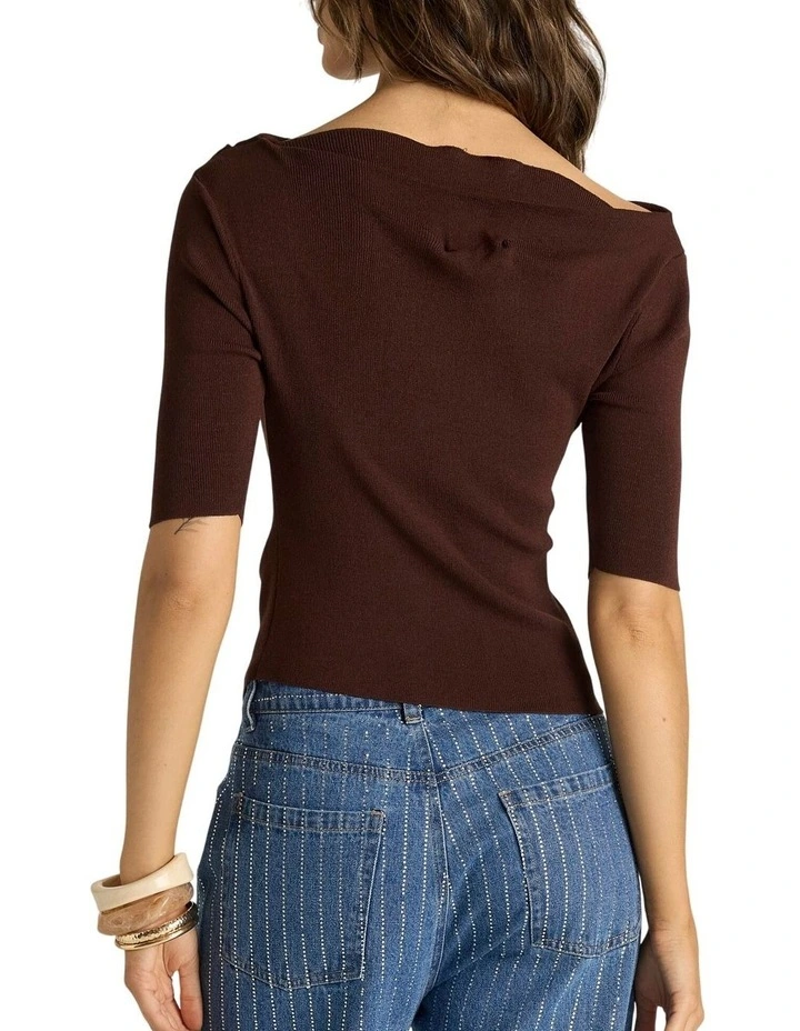 Estelle Drape Neck Top in Chocolate image 2