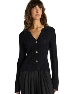 Audrey Pointelle Top in Black