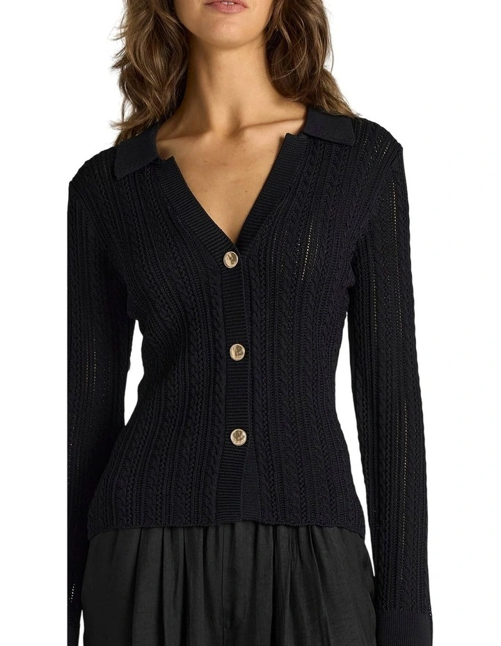 Audrey Pointelle Top in Black image 5