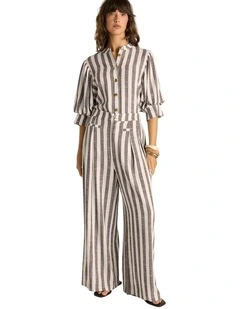 Saskia Pant in Brown Stripe