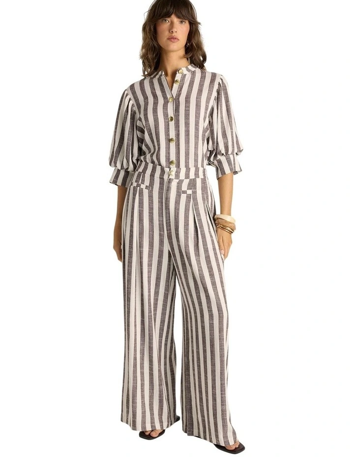 Saskia Pant in Brown Stripe image 1