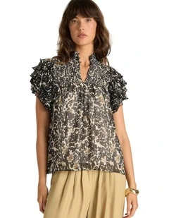 Lara Frill Top in Floral Animal