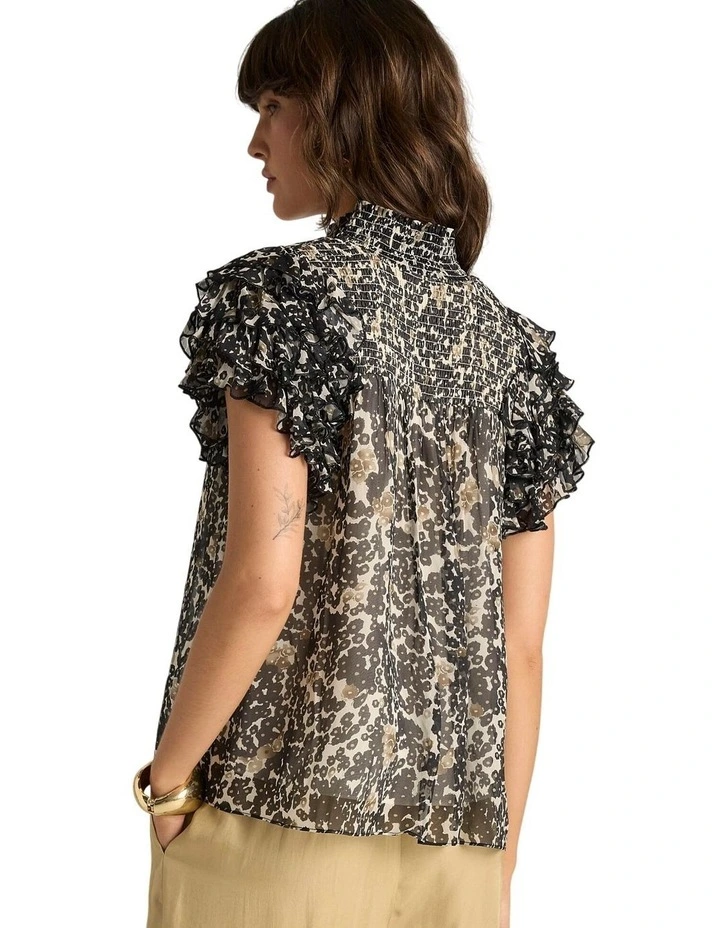 Lara Frill Top in Floral Animal image 2