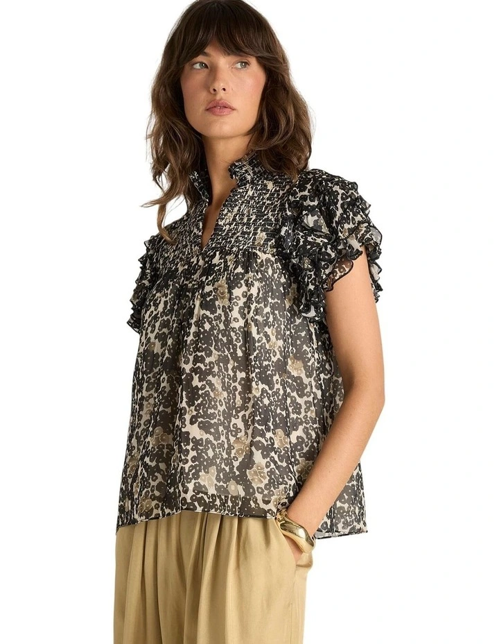 Lara Frill Top in Floral Animal image 3