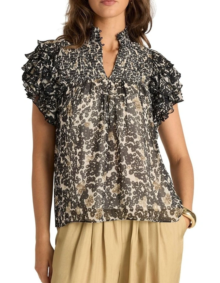 Lara Frill Top in Floral Animal image 5
