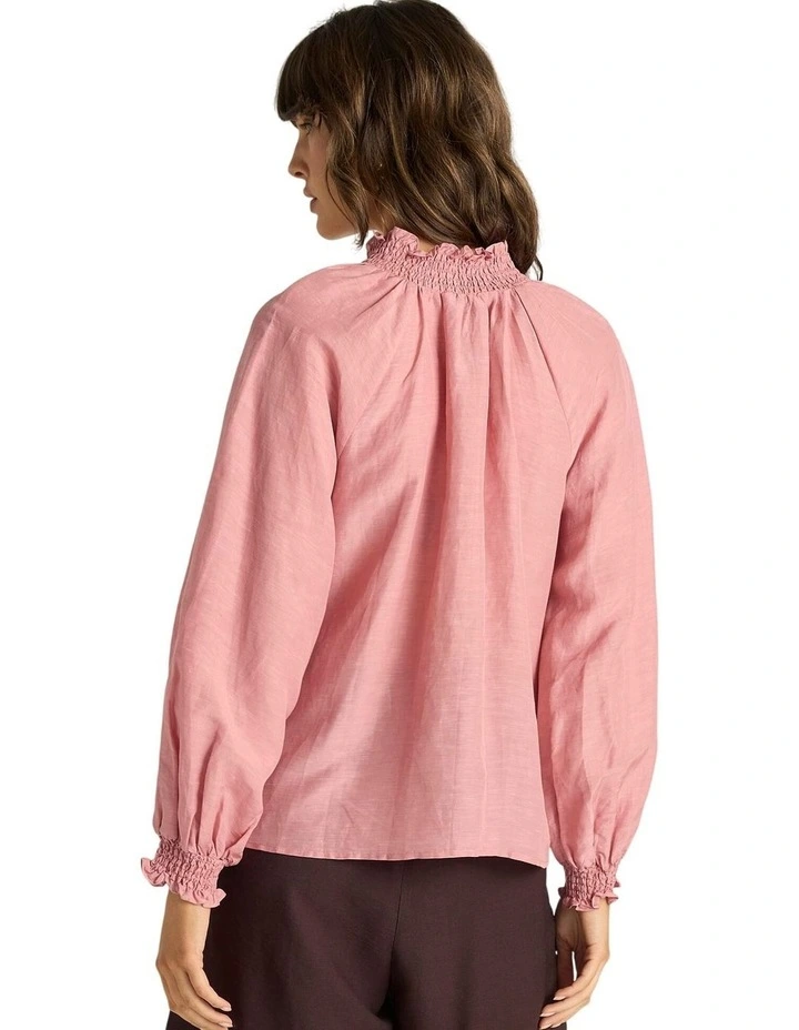 Lani Shirred Blouse in Dusty Rose image 2