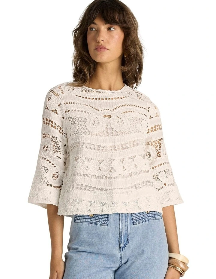 Gaia Lace Top in Ecru image 1