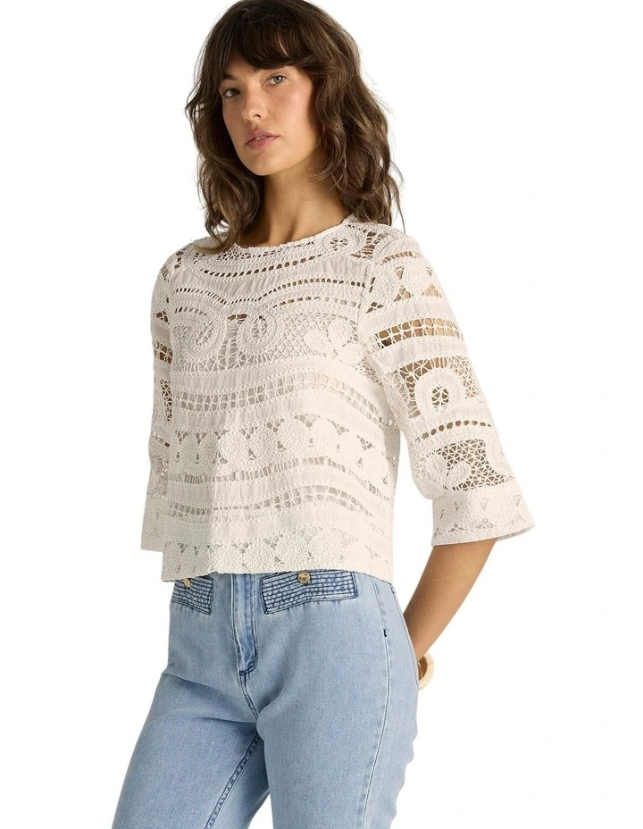 Gaia Lace Top in Ecru image 3