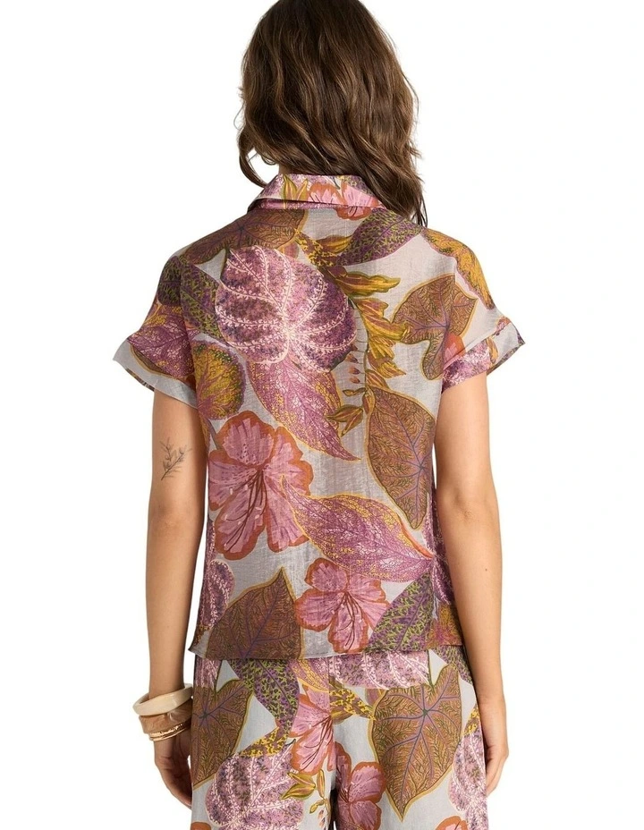 Daria Tie Shirt in Leaf Print image 2