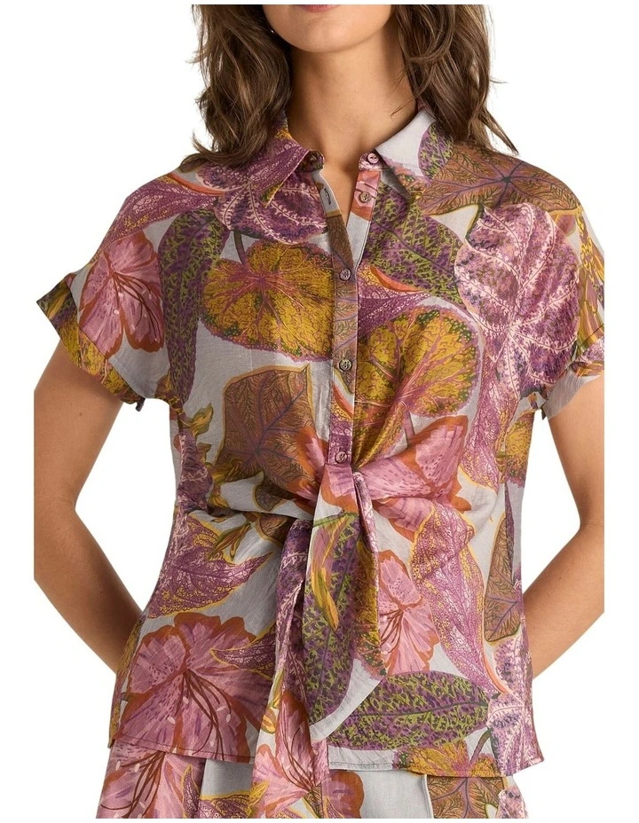 Daria Tie Shirt in Leaf Print image 5