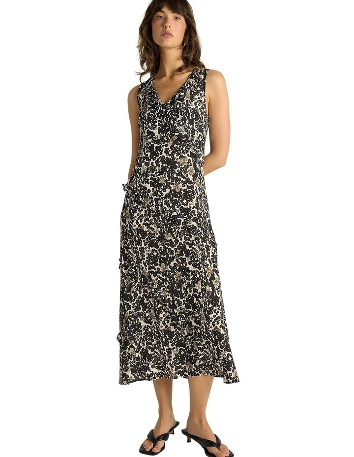 Jade Ruffle Dress in Floral Animal image 1