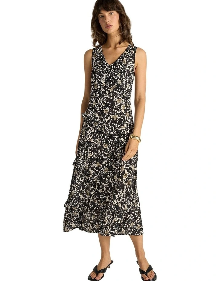 Jade Ruffle Dress in Floral Animal image 4