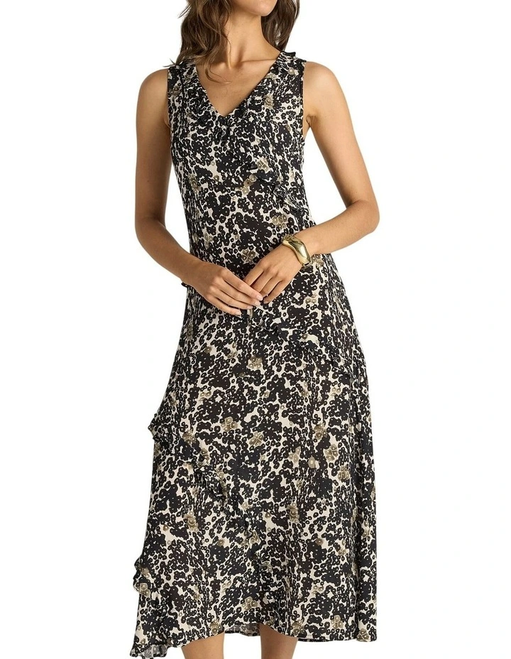 Jade Ruffle Dress in Floral Animal image 5