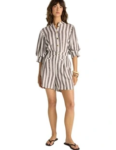 Saskia Stripe Short in Brown Stripe