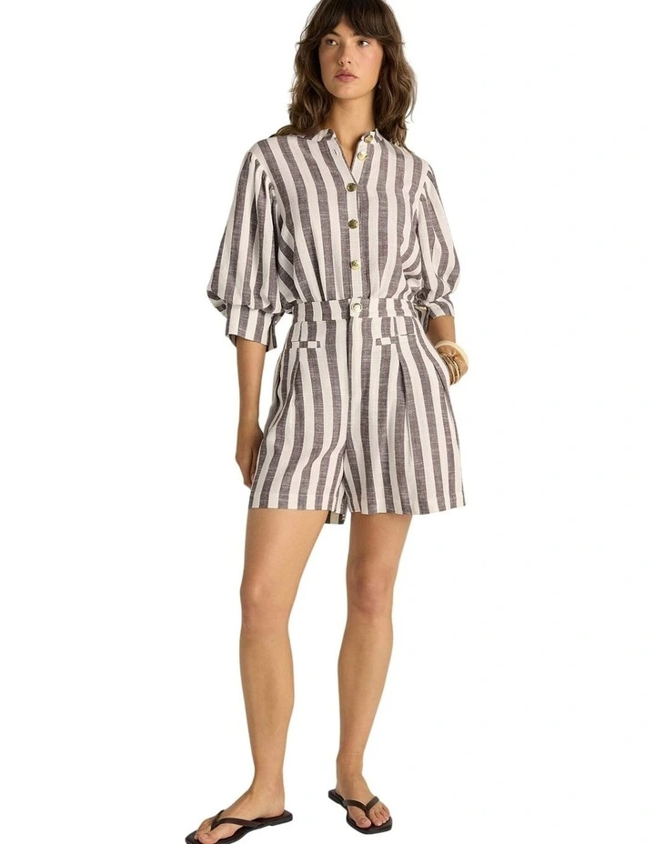 Saskia Stripe Short in Brown Stripe image 3
