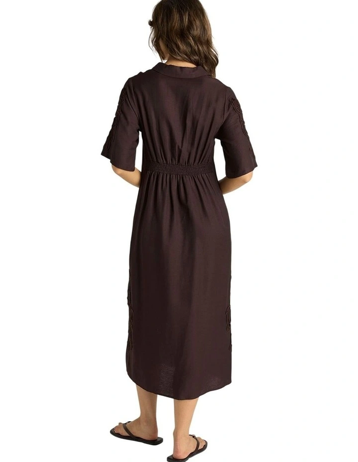 Bronte Embroidered Dress in Chocolate image 2