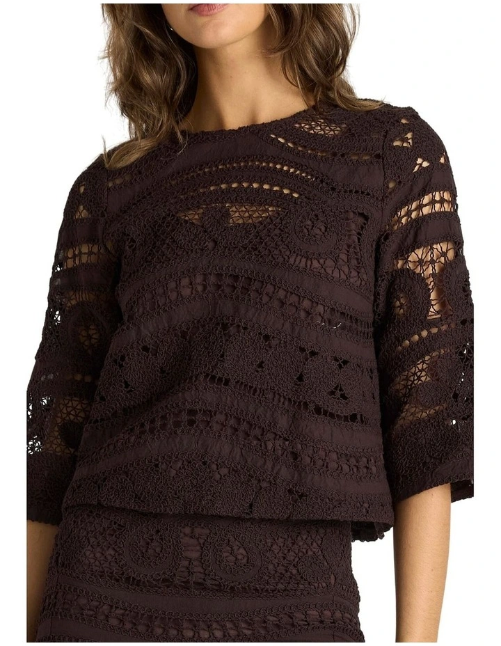 Bronte Embroidered Dress in Chocolate image 5