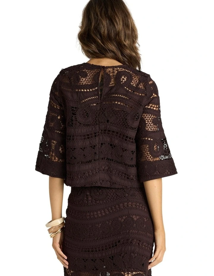 Gaia Lace Top in Chocolate image 2