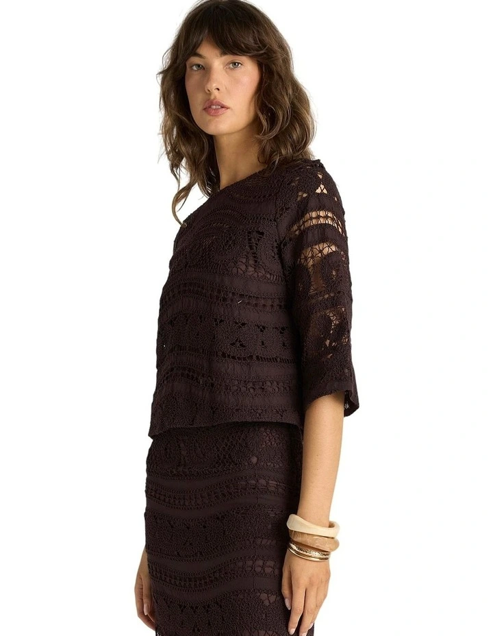 Gaia Lace Top in Chocolate image 3