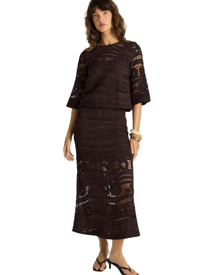 Gaia Lace Top in Chocolate image 4