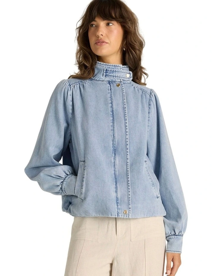 Lila Denim Bubble Jacket in Light Wash image 1