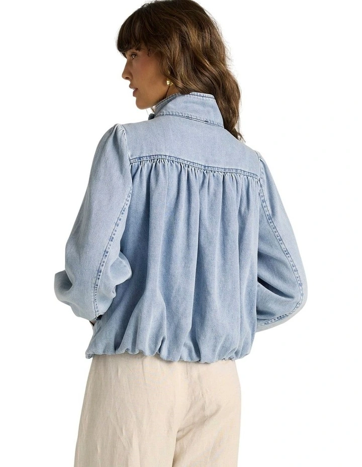 Lila Denim Bubble Jacket in Light Wash image 2
