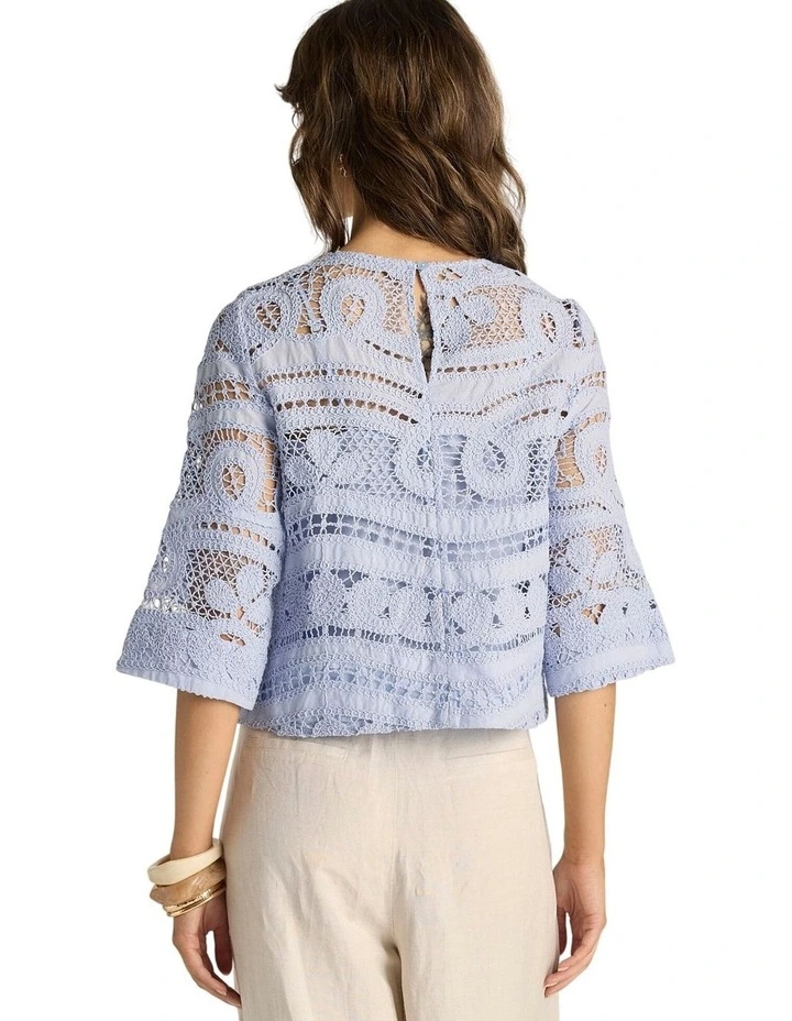 Gaia Lace Top in Powder Blue image 2