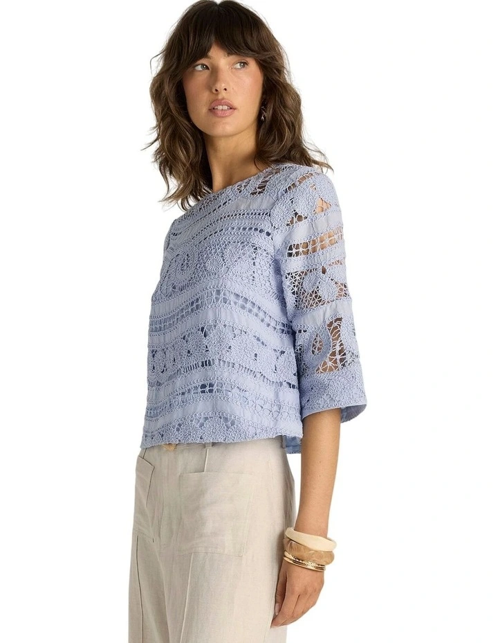 Gaia Lace Top in Powder Blue image 3