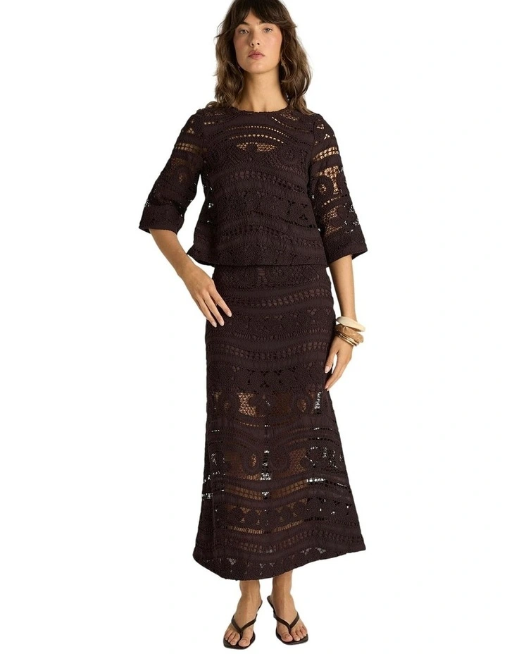 Gaia Lace Skirt in Chocolate image 1