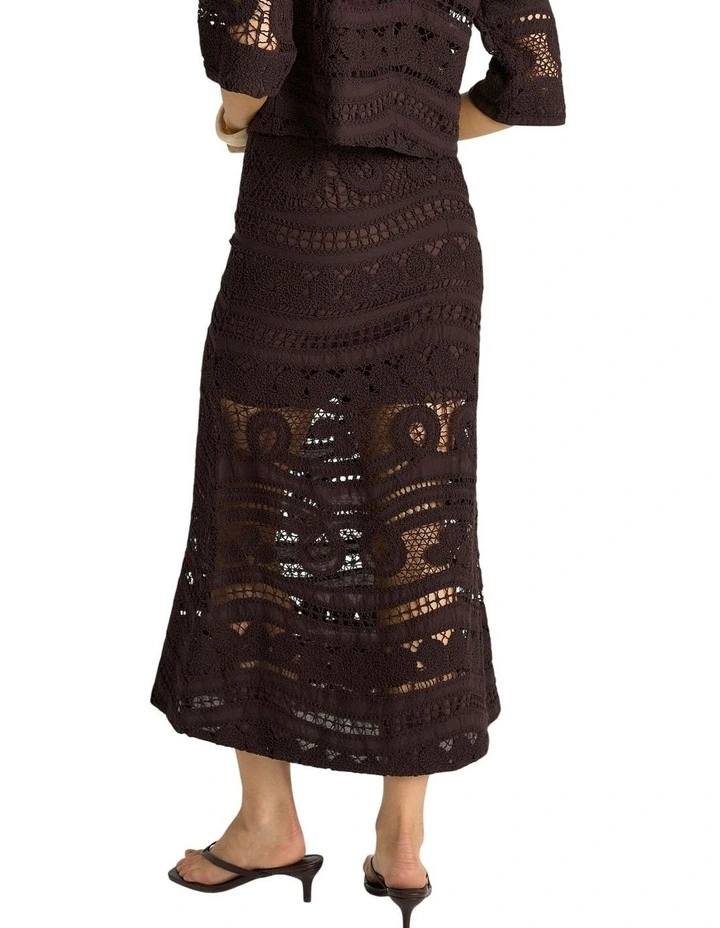 Gaia Lace Skirt in Chocolate image 2