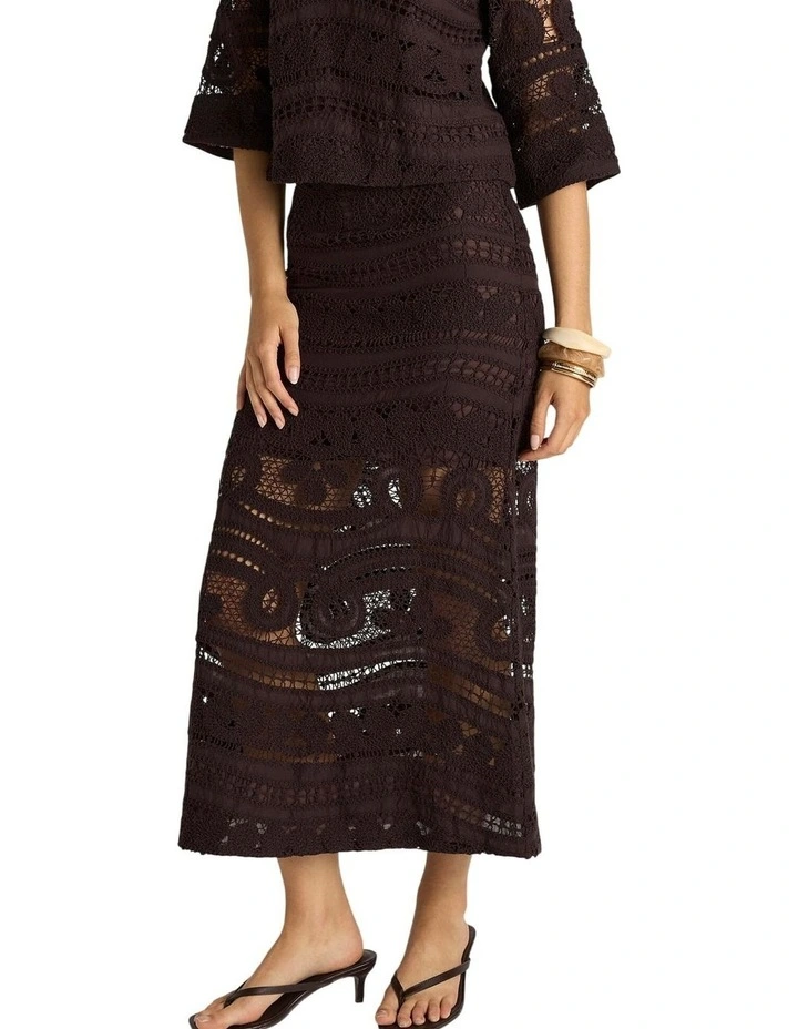 Gaia Lace Skirt in Chocolate image 3