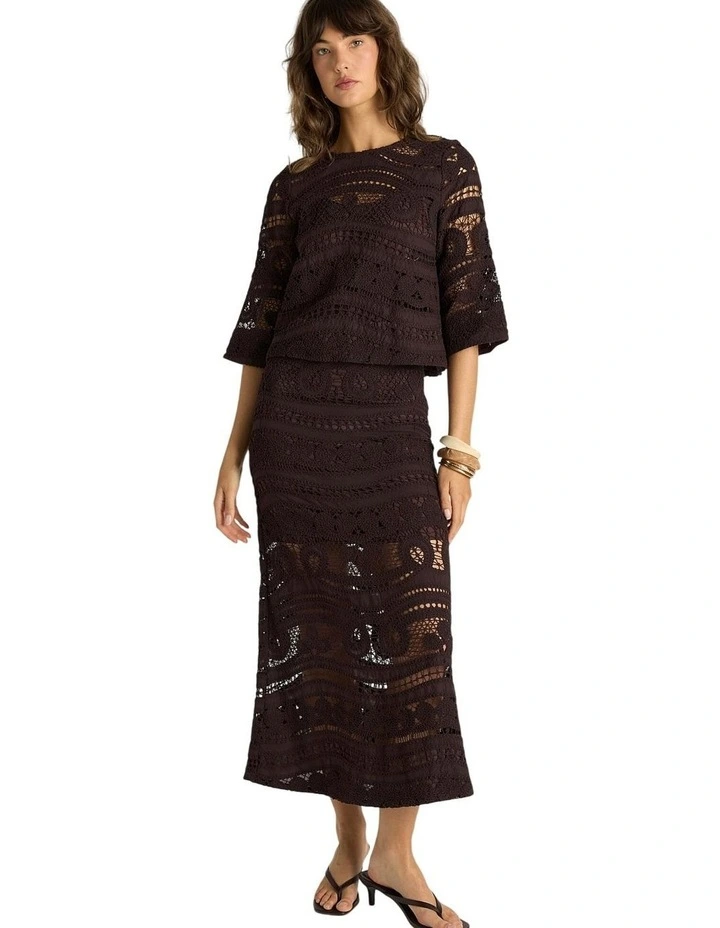 Gaia Lace Skirt in Chocolate image 4
