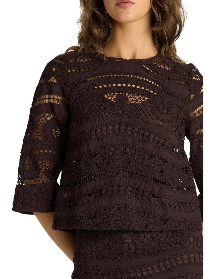 Gaia Lace Skirt in Chocolate image 5