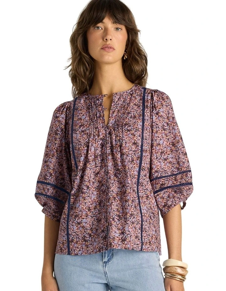 Alaia Print Lace Insert Blouse in Ditzy image 1