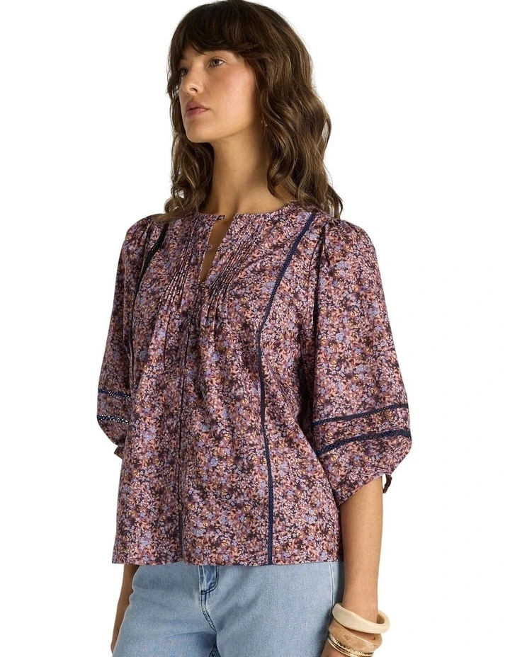 Alaia Print Lace Insert Blouse in Ditzy image 3