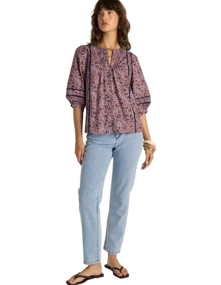 Alaia Print Lace Insert Blouse in Ditzy image 4
