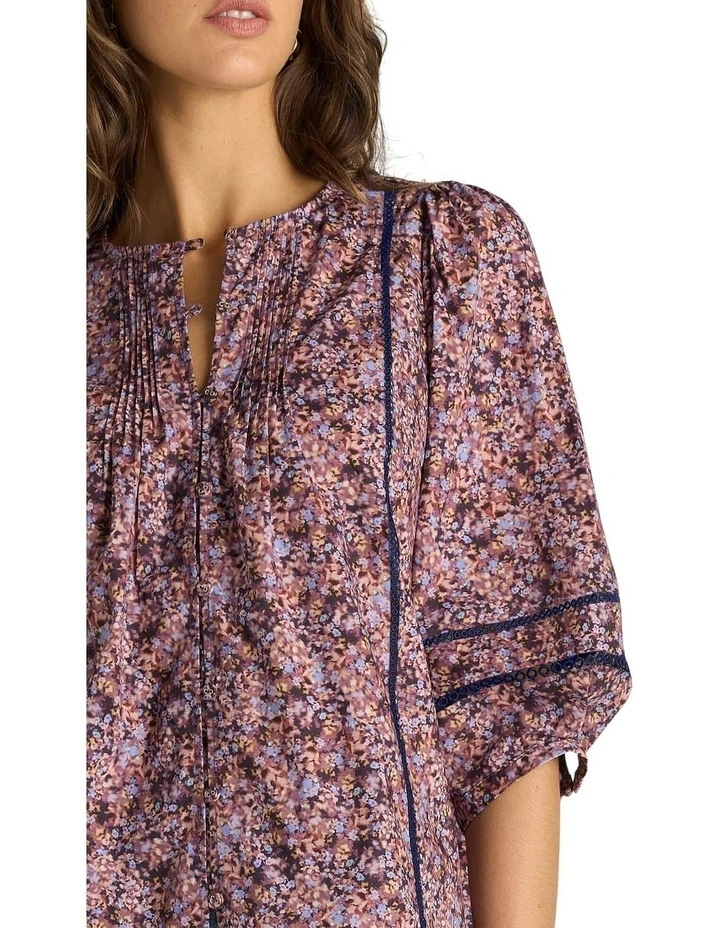 Alaia Print Lace Insert Blouse in Ditzy image 5