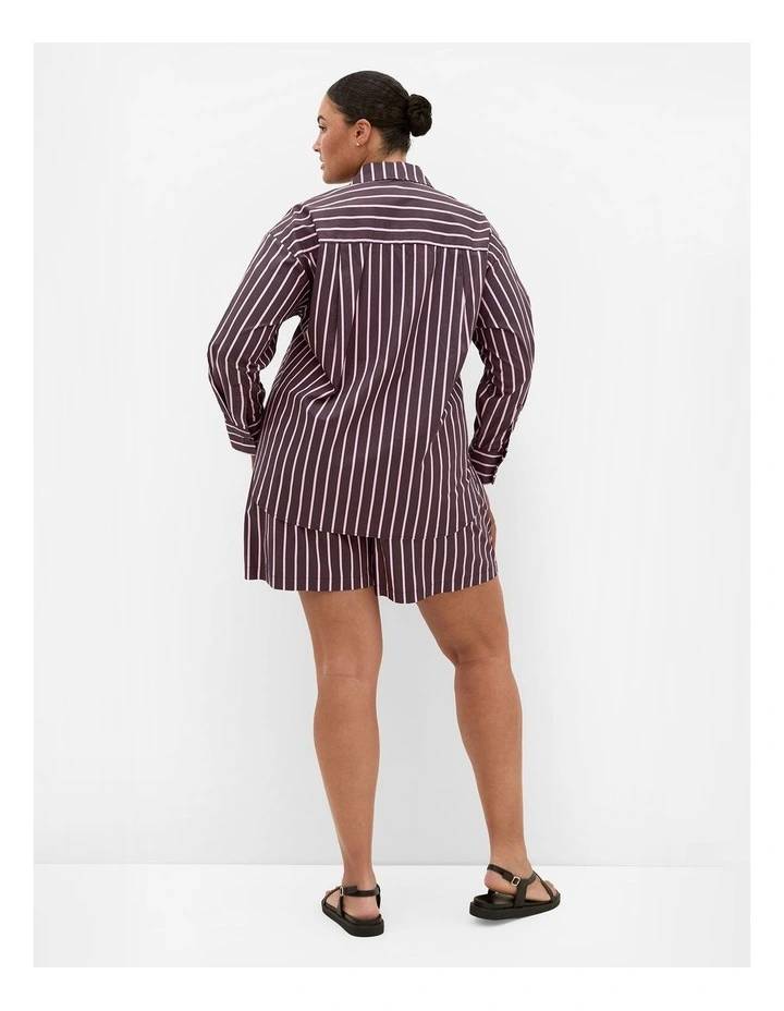 Plus Size Stassi Stripe Cotton Short in Espresso image 2