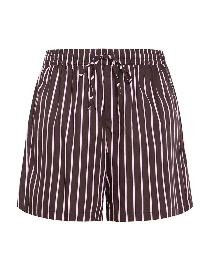Plus Size Stassi Stripe Cotton Short in Espresso image 3