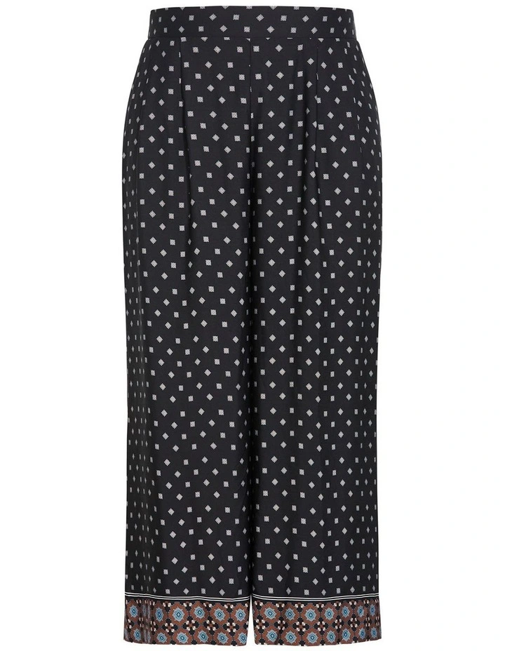 Plus Size Amber Boho Print Border Pant in Black image 3