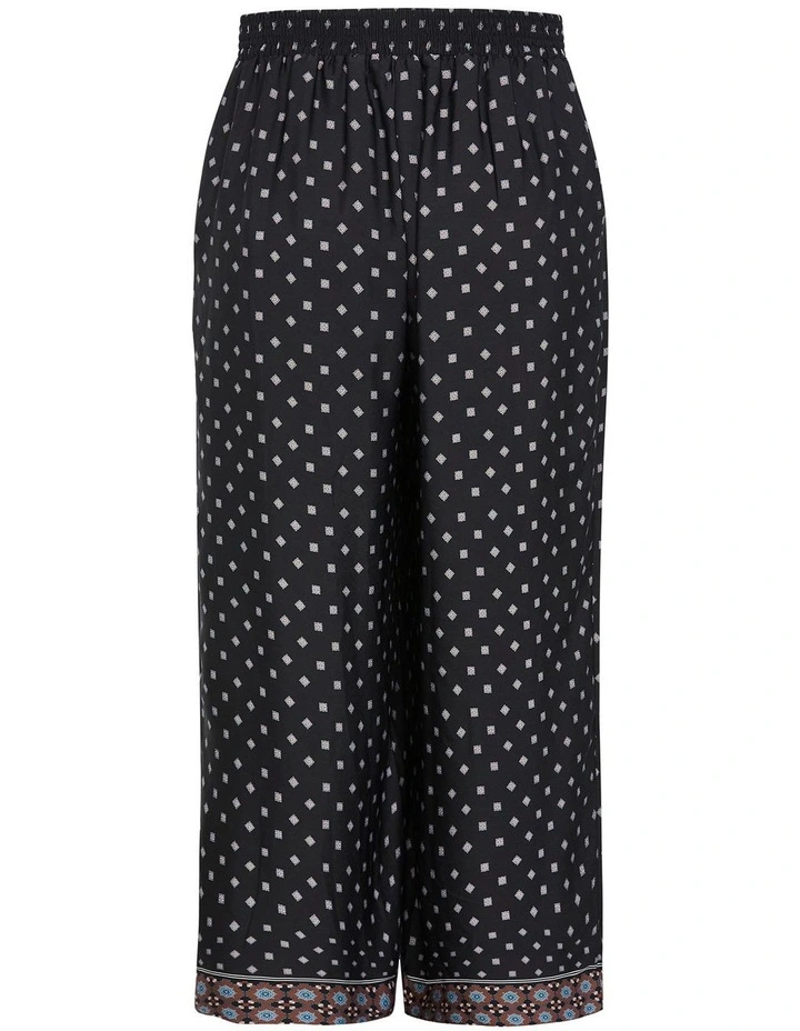 Plus Size Amber Boho Print Border Pant in Black image 4