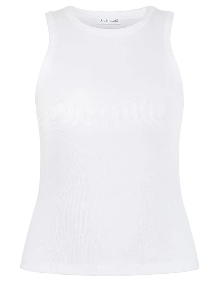 Plus Size Talia Rib Tank in White image 3