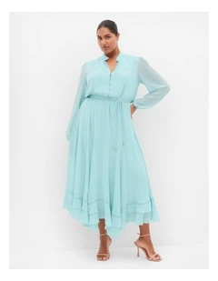Plus Size Yasmin Long Sleeve Maxi Dress in Seafoam