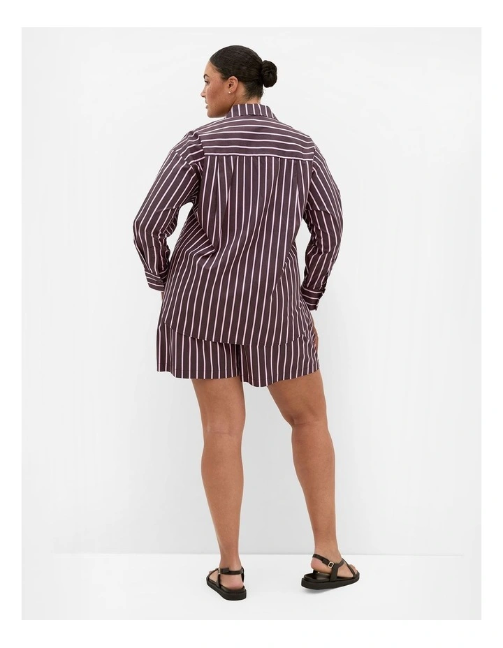 Plus Size Stassi Stripe Cotton Shirt in Espresso image 2