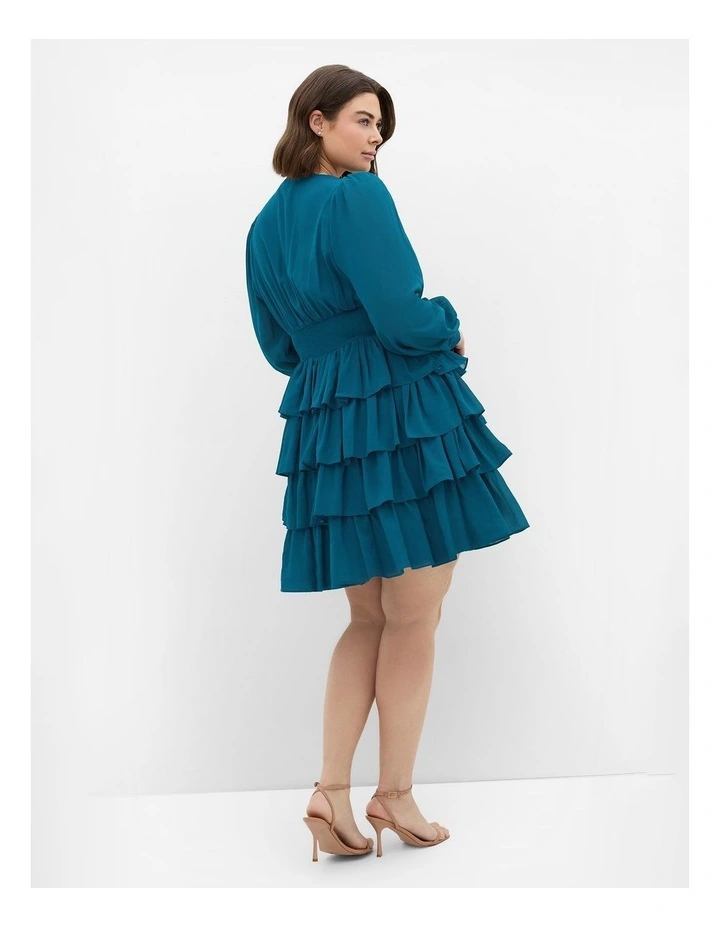 Plus Size Juliette Tiered Mini Dress in Teal image 2