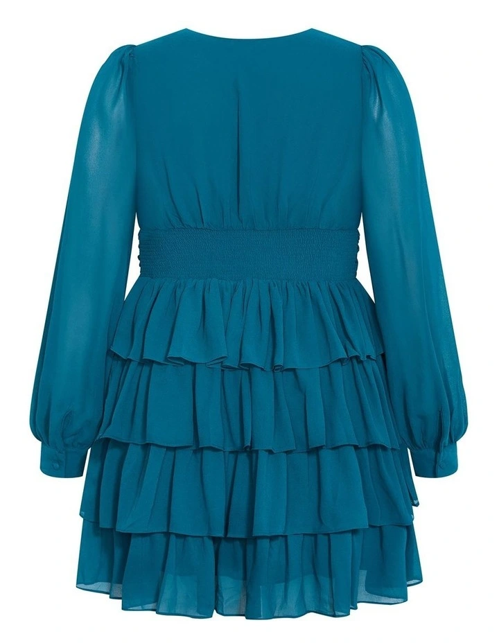 Plus Size Juliette Tiered Mini Dress in Teal image 4